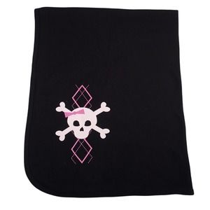 Baby Blanket Laughing Giraffe Skeleton Receiving Black Pink New NWOT